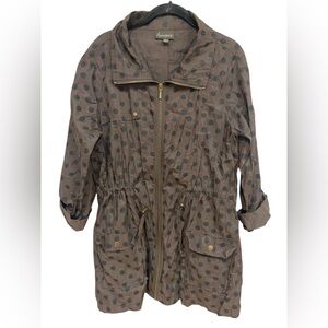 Apropos womens jacket Windbreaker Polka Dot Jacket Size Large Brown/Black